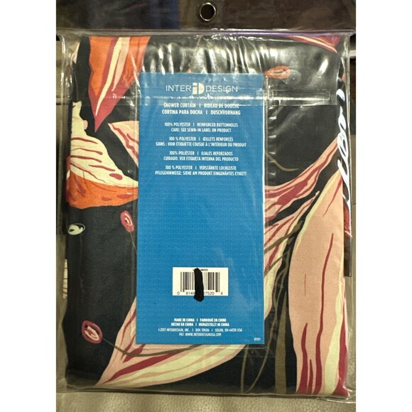 Inter Design Lily Blossom Floral Polyester Shower Curtain 72”x72" Reinforced New - Picture 2 of 2